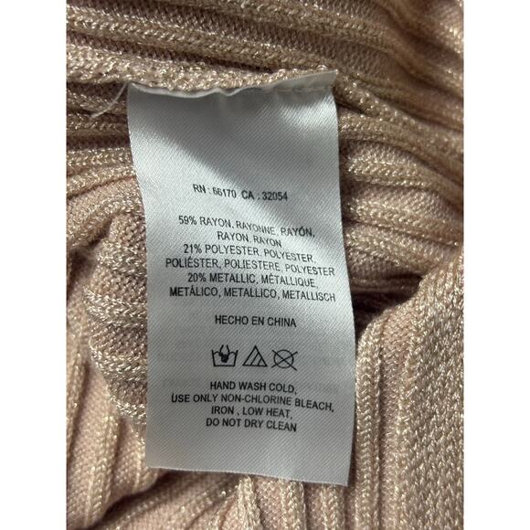 Anthropologie Saturday Sunday XS Metallic Ribbed Knit Lace Up Midi Dress Pink - Picture 6 of 9